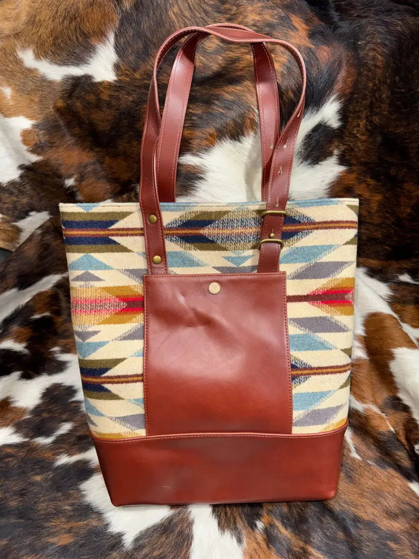 Pendleton Wyeth Trail Wool & Leather Open Tote Purse