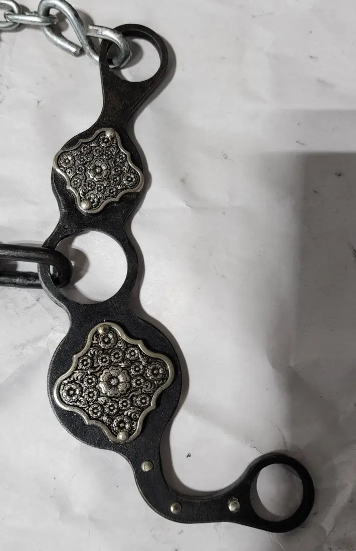 Petska Ported Chain Gag Bit - 7’’ Shank Ported Chain / Floral Silver Diamond Bit