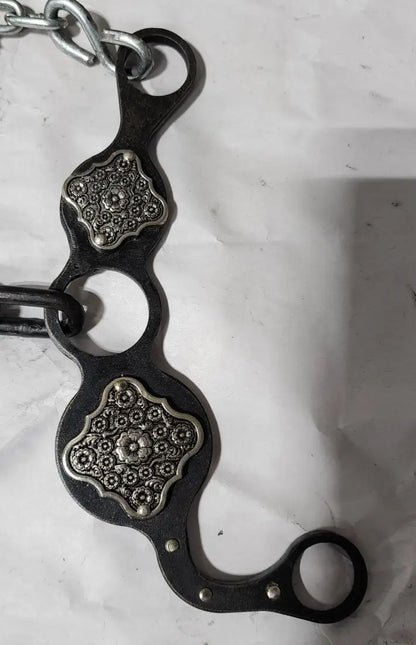 Petska Ported Chain Gag Bit - 7’’ Shank Ported Chain / Floral Silver Diamond Bit