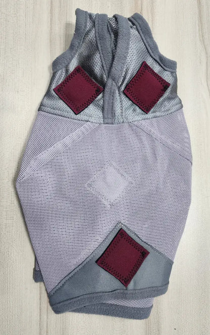 PHT MagnaCu Fly Mask Small / Gray Mask with Burgundy Squares Horse Therapy