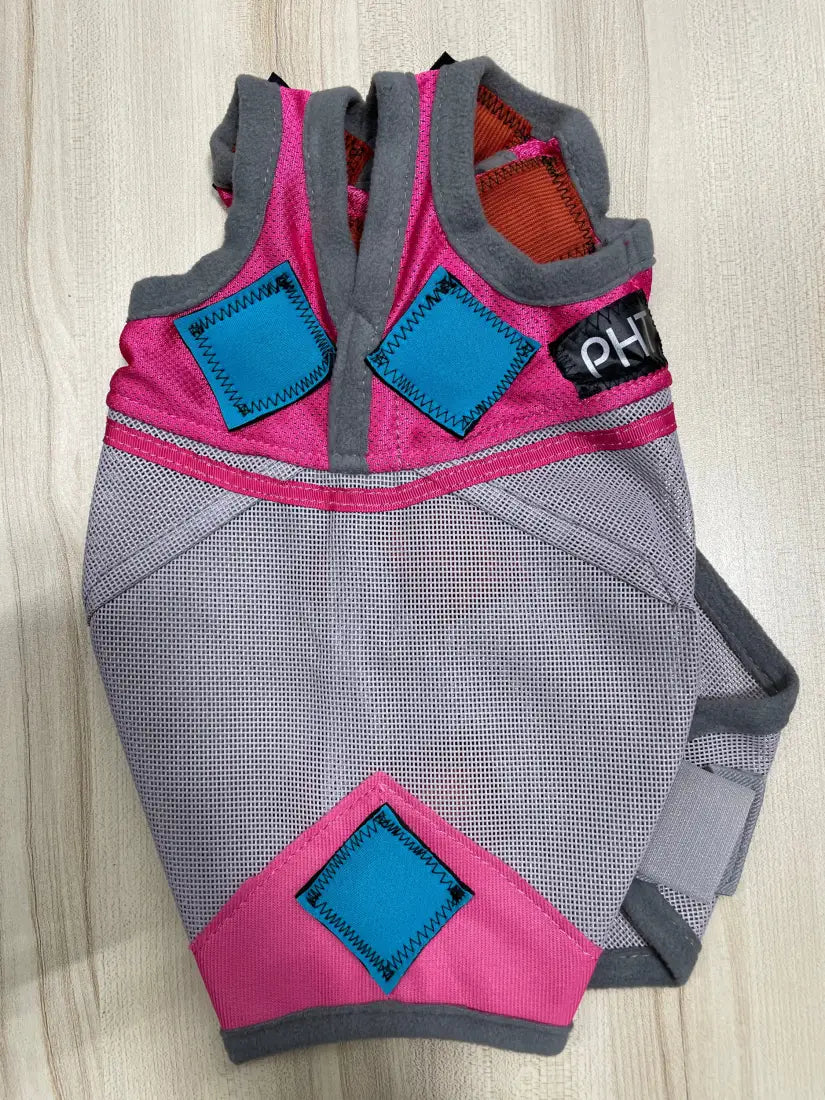 PHT MagnaCu Fly Mask Small / Pink Mask with Turquoise Squares Horse Therapy