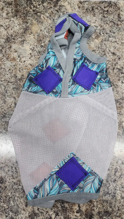 PHT MagnaCu Fly Mask Standard Horse / Feather Mask with Purple Squares Horse Therapy