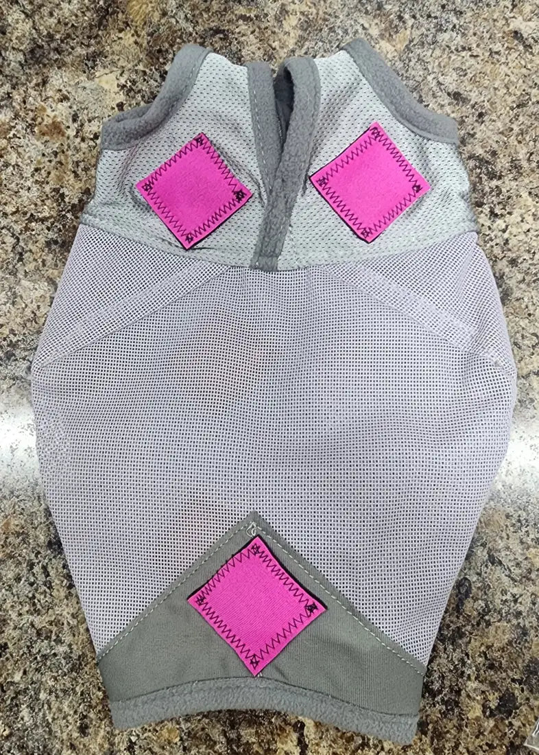 PHT MagnaCu Fly Mask Standard Horse / Gray Mask with Pink Squares Horse Therapy