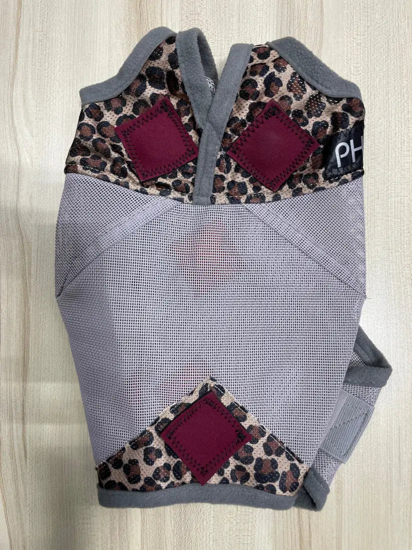 PHT MagnaCu Fly Mask Standard Horse / Leopard Mask with Burgundy Squares Horse Therapy