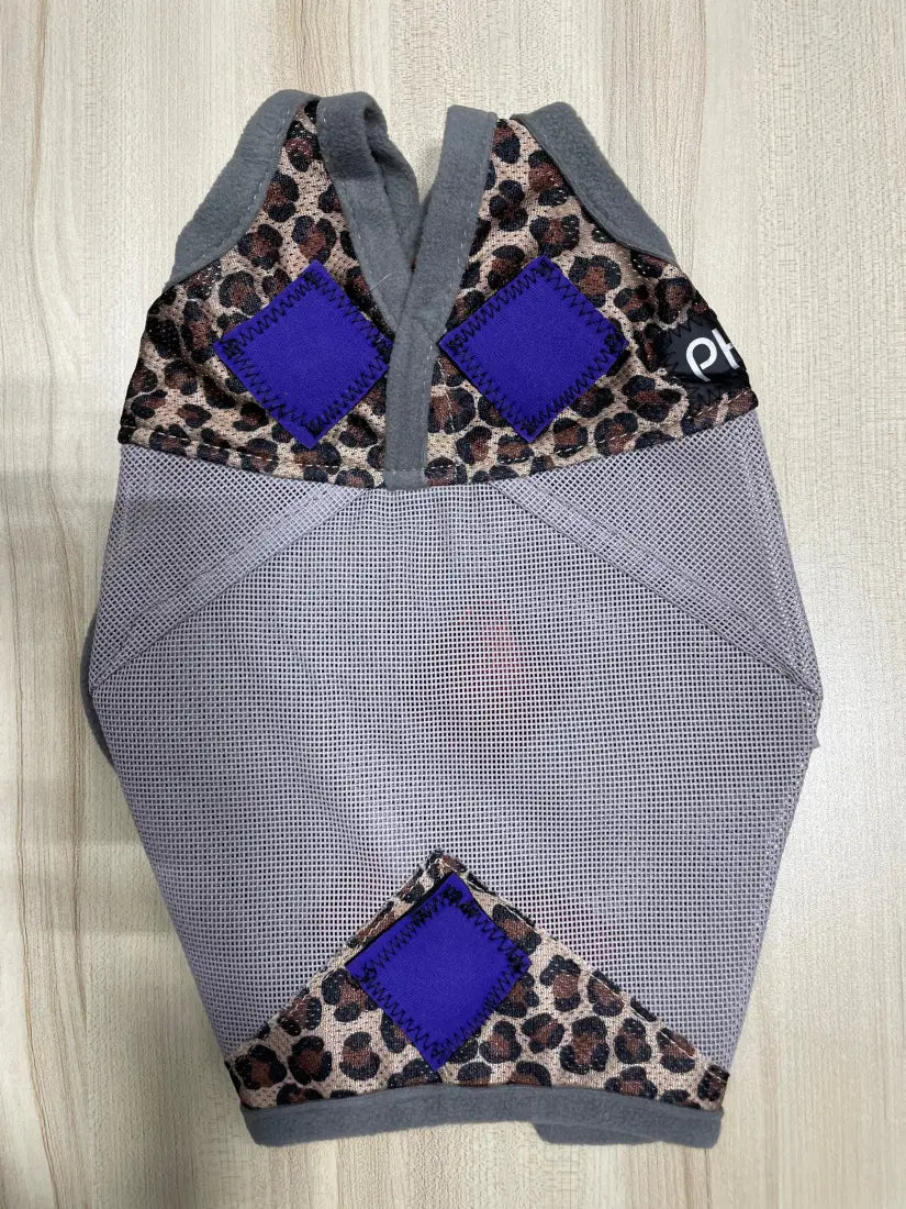 PHT MagnaCu Fly Mask Standard Horse / Leopard Mask with Purple Squares Horse Therapy
