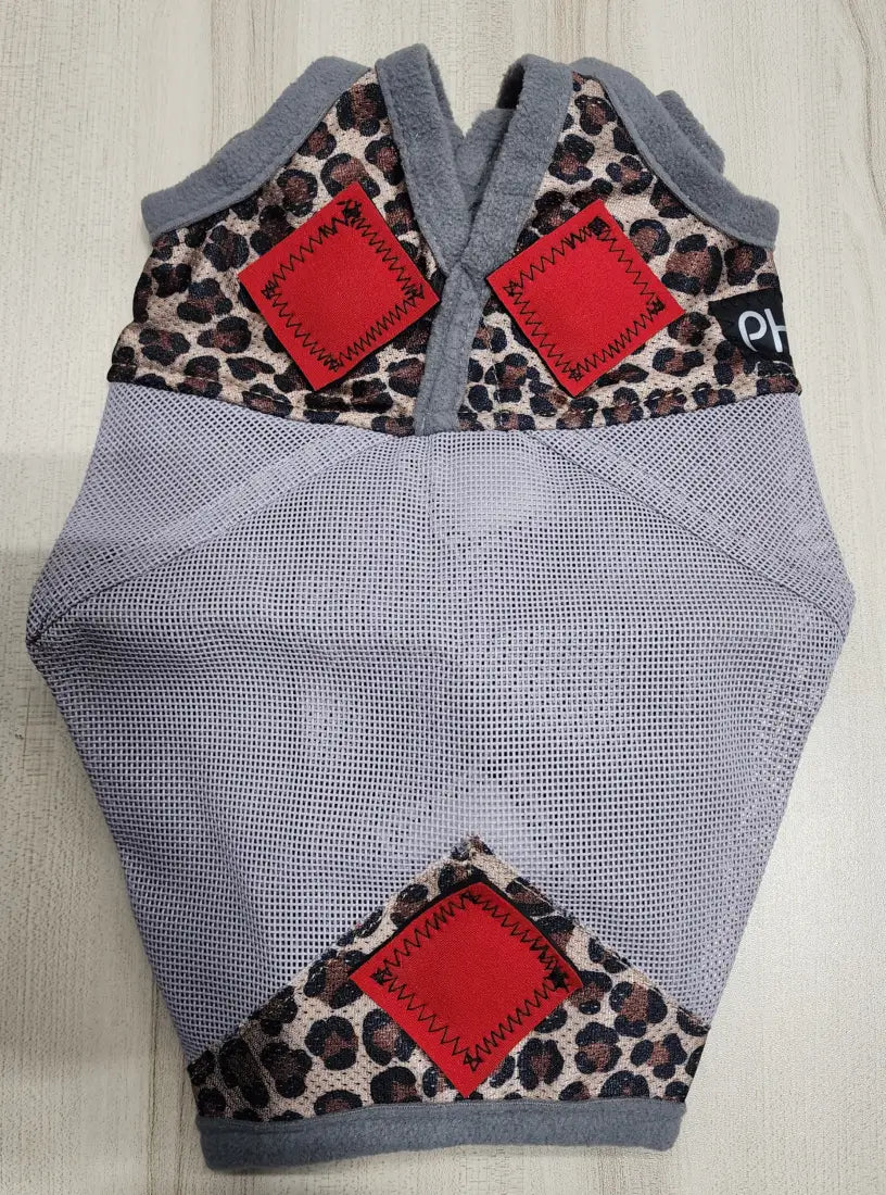 PHT MagnaCu Fly Mask Standard Horse / Leopard Mask with Red Squares Horse Therapy