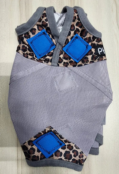 PHT MagnaCu Fly Mask Standard Horse / Leopard Mask with Sky Blue Squares Horse Therapy