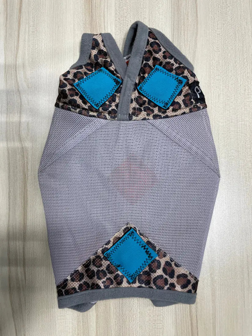 PHT MagnaCu Fly Mask Standard Horse / Leopard Mask with Turquoise Squares Horse Therapy