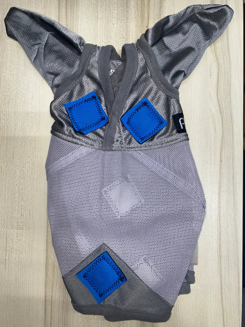 PHT MagnaCu Fly Mask with Ears Small / Gray with Sky Blue Squares Horse Therapy