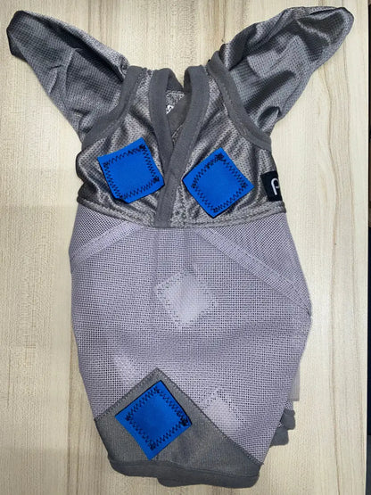 PHT MagnaCu Fly Mask with Ears Small / Gray with Sky Blue Squares Horse Therapy
