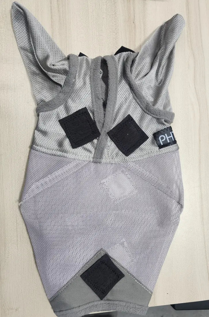 PHT MagnaCu Fly Mask with Ears Small / Grey with Black Ribbon Squares Horse Therapy