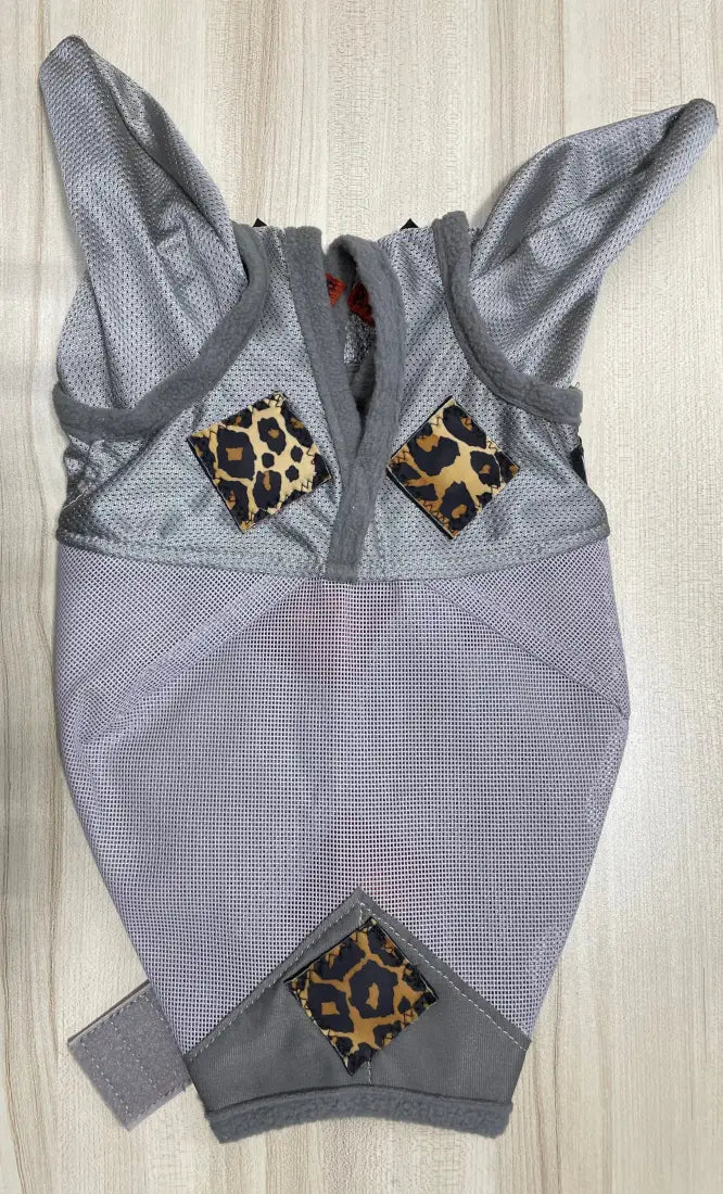PHT MagnaCu Fly Mask with Ears Small / Grey with Leopard Squares Horse Therapy