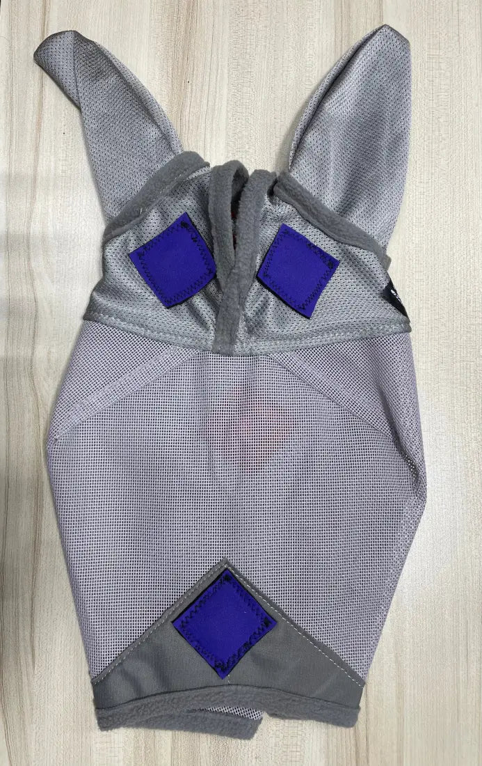 PHT MagnaCu Fly Mask with Ears Small / Grey with Purple Squares Horse Therapy