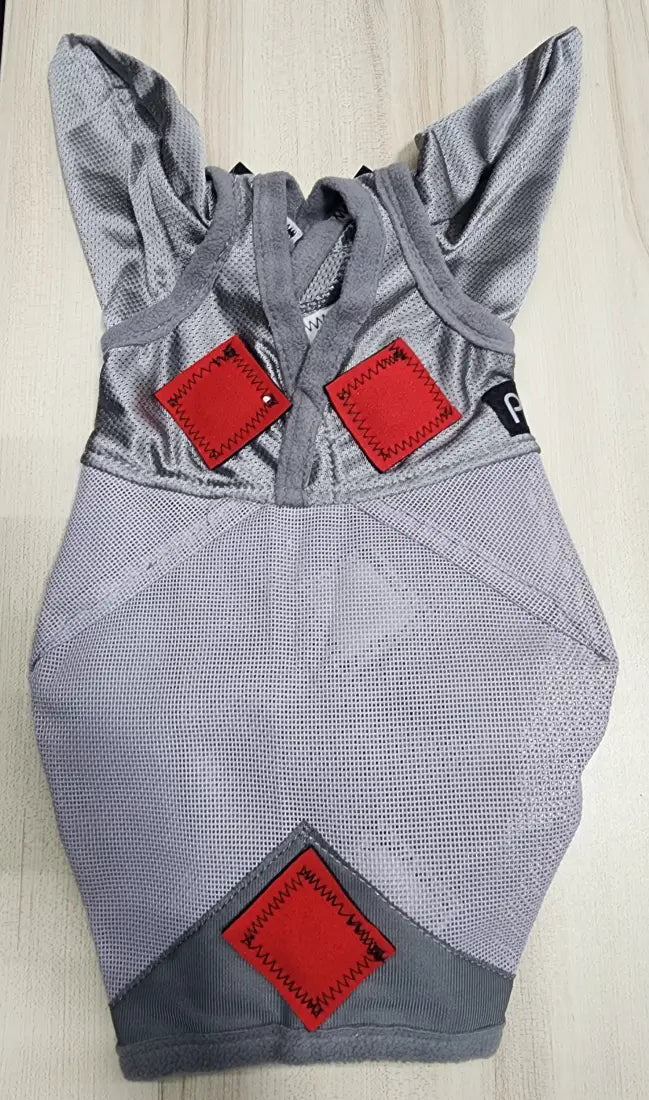 PHT MagnaCu Fly Mask with Ears Small / Grey with Red Squares Horse Therapy