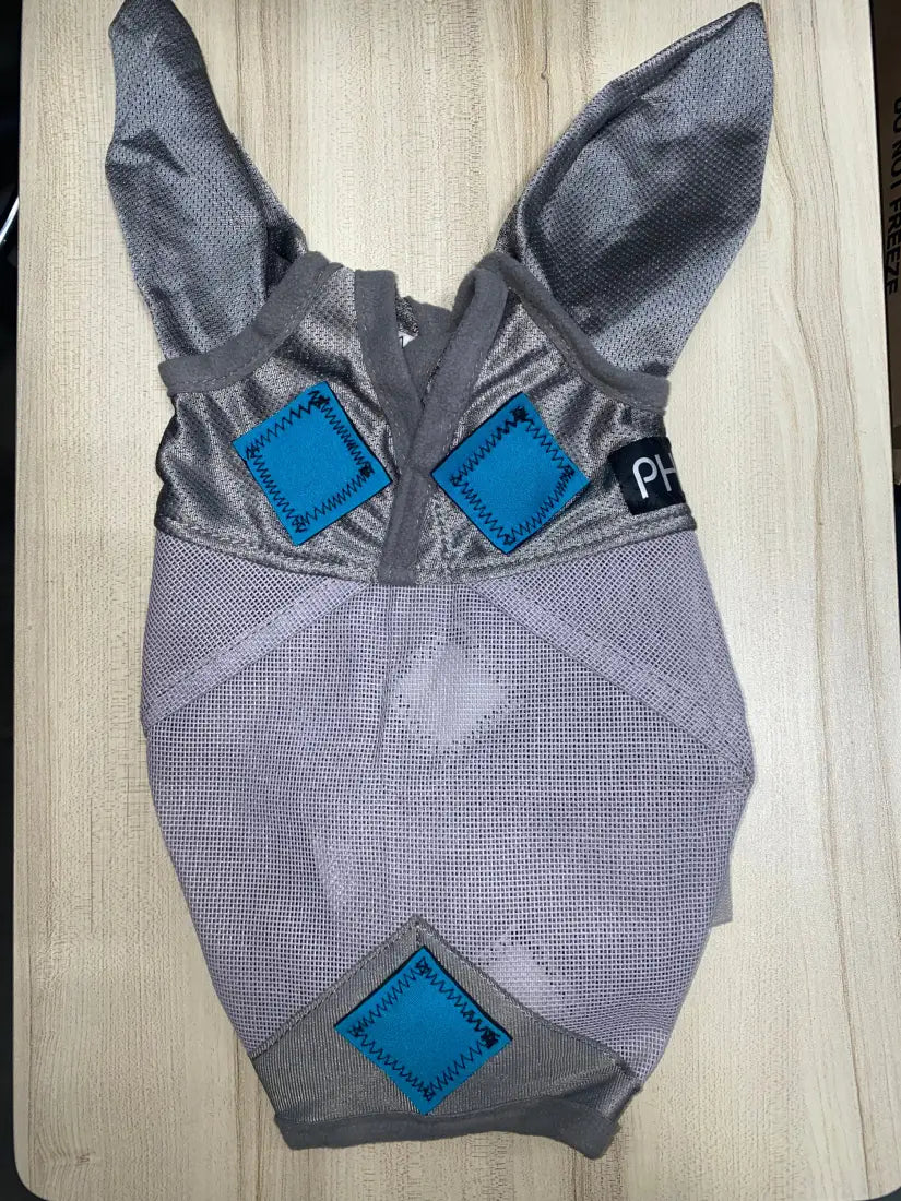 PHT MagnaCu Fly Mask with Ears Small / Grey with Turquoise Squares Horse Therapy
