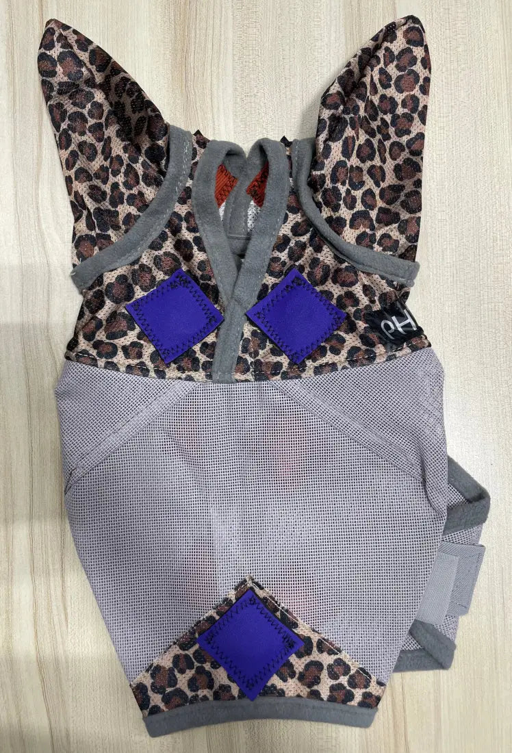 PHT MagnaCu Fly Mask with Ears Small / Leopard with Purple Squares Horse Therapy