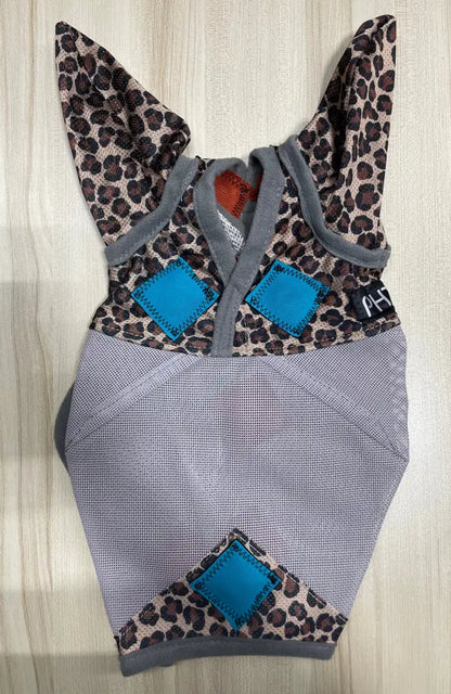 PHT MagnaCu Fly Mask with Ears Small / Leopard with Turquoise Squares Horse Therapy