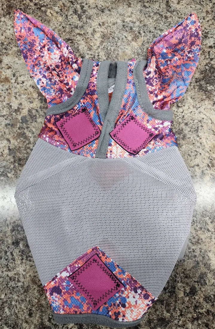 PHT MagnaCu Fly Mask with Ears Small / Splash with Pink Squares Horse Therapy