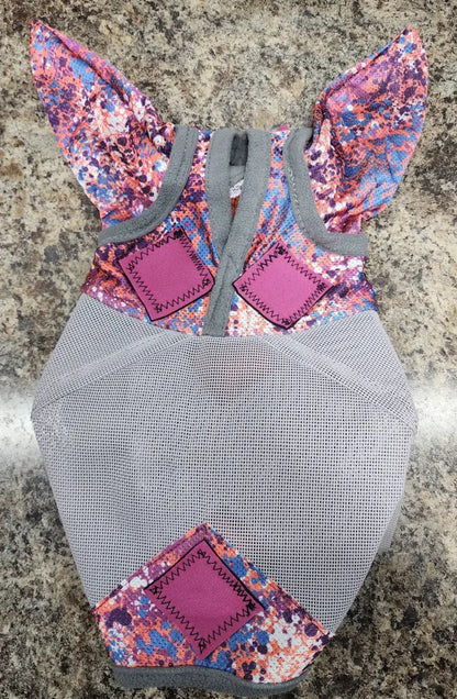 PHT MagnaCu Fly Mask with Ears Small / Splash with Pink Squares Horse Therapy