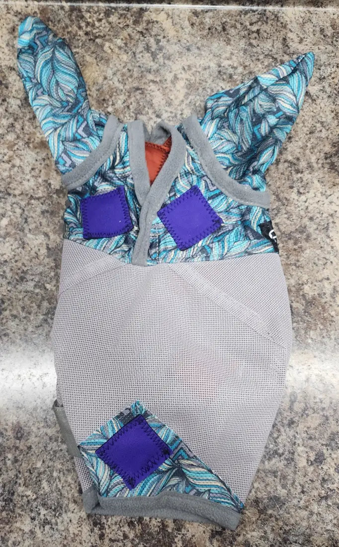 PHT MagnaCu Fly Mask with Ears Standard Horse / Feather with Purple Squares Horse Therapy