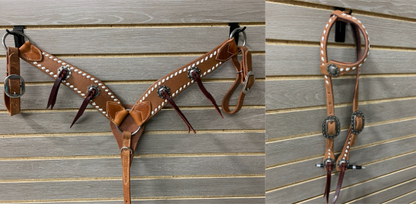 Performance Pony Tack Set - Roughout with White Buckstitch & Blood Knots