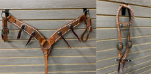 Load image into Gallery viewer, Performance Pony Tack Set - Roughout with White Buckstitch &amp; Blood Knots
