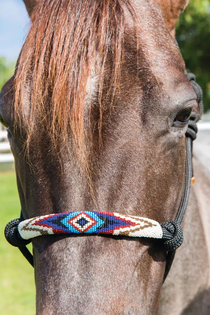 Professional’s Choice Beaded Halter w/ Lead Black/Turquoise Halter