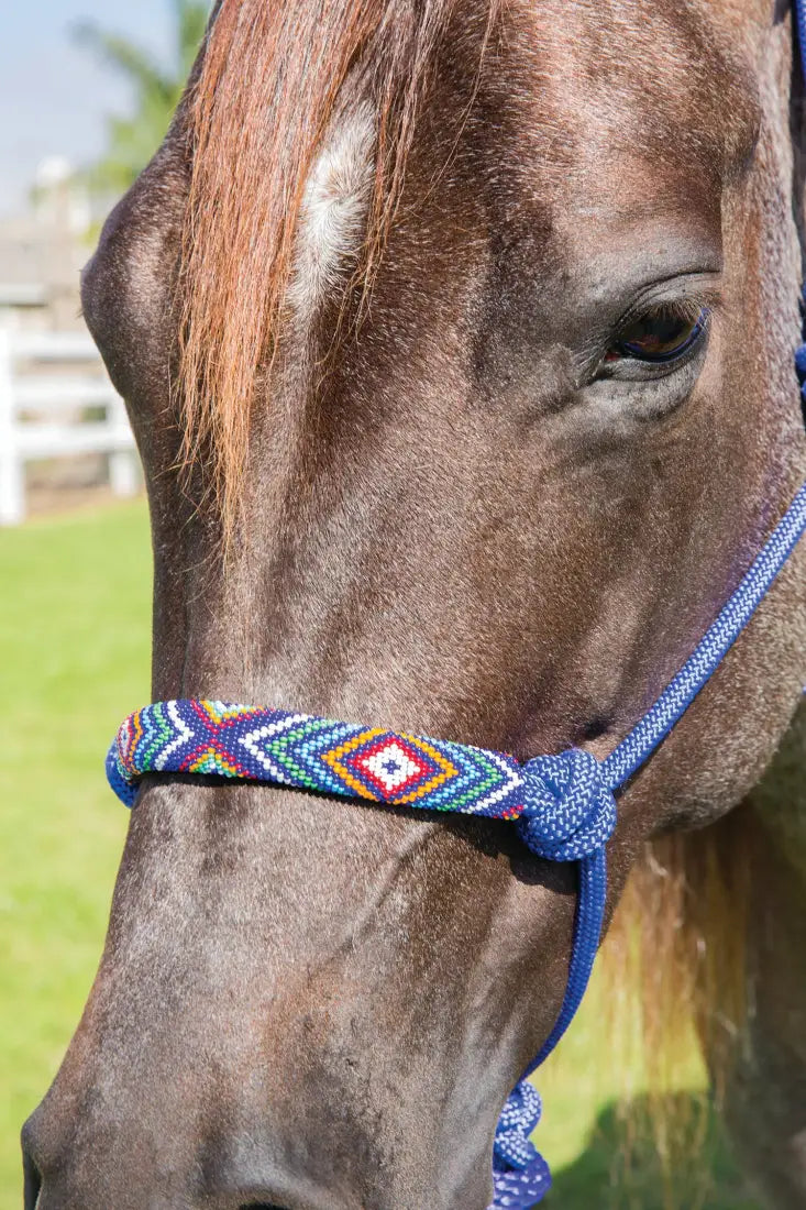 Professional’s Choice Beaded Halter w/ Lead Royal Blue Halter