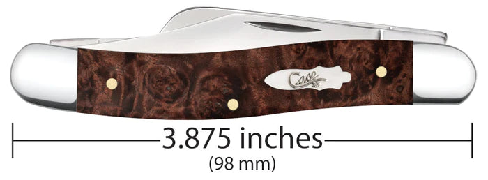 Case Brown Maple Burl Wood Smooth Stockman Knife