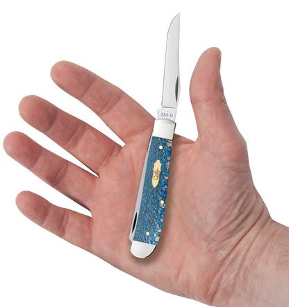 Case Blue Sycamore Wood Smooth Mini Trapper Knife
