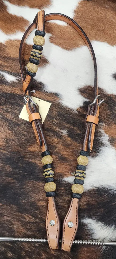 Rawhide Mfg One Ear Braided Strap Headstall One Ear Headstall / Round Rawhide Headstall