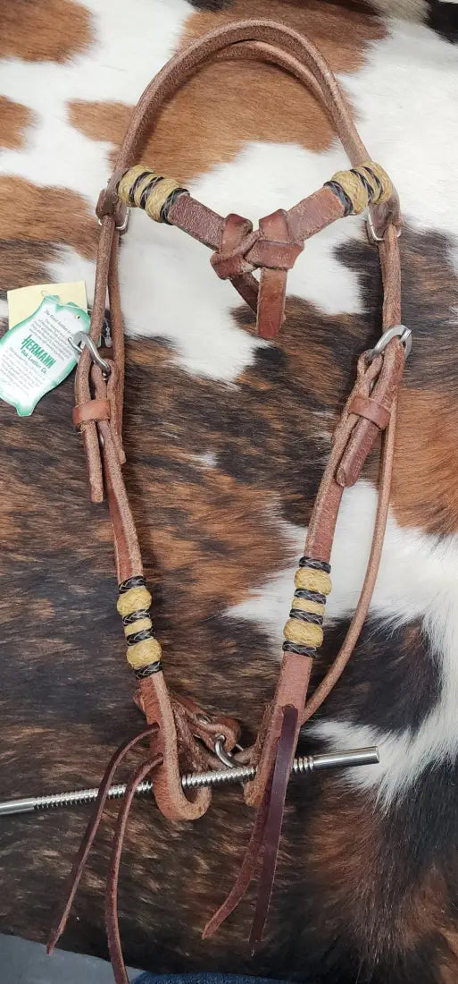 Rawhide Mfg Split Browband Headstall - Oiled Browband Headstall Headstall
