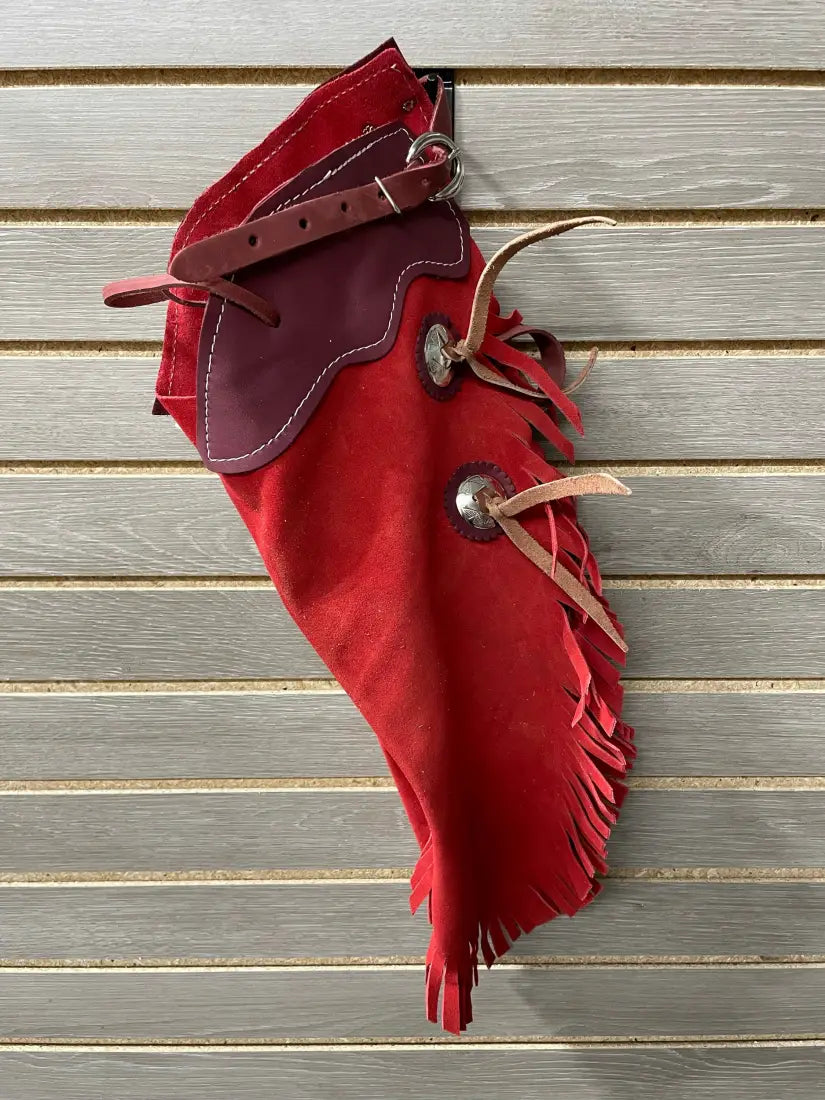 Richland Yellowstone Suede Kids Chaps/Chinks Medium / Red Suede/Burgundy Leather Chaps/Chinks