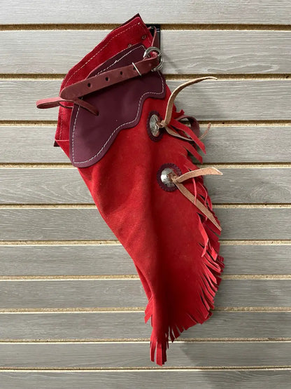 Richland Yellowstone Suede Kids Chaps/Chinks Medium / Red Suede/Burgundy Leather Chaps/Chinks