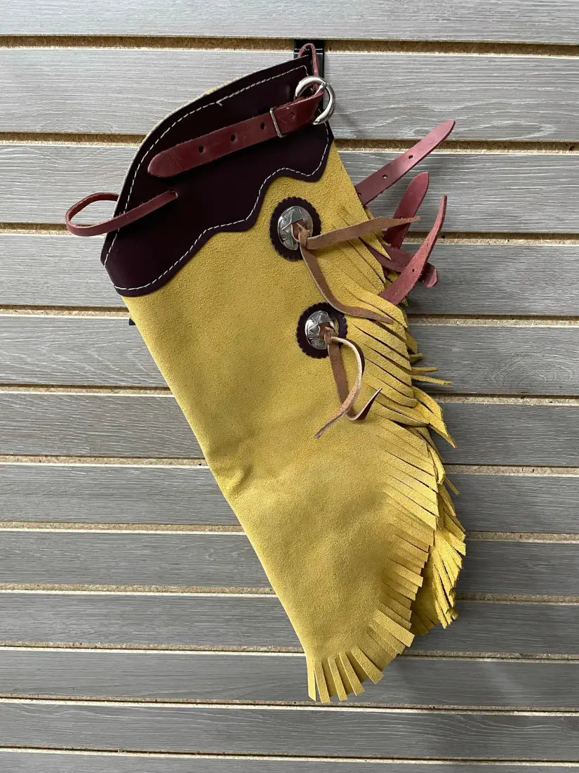 Richland Yellowstone Suede Kids Chaps/Chinks Small / Gold Suede/Burgundy Leather Chaps/Chinks