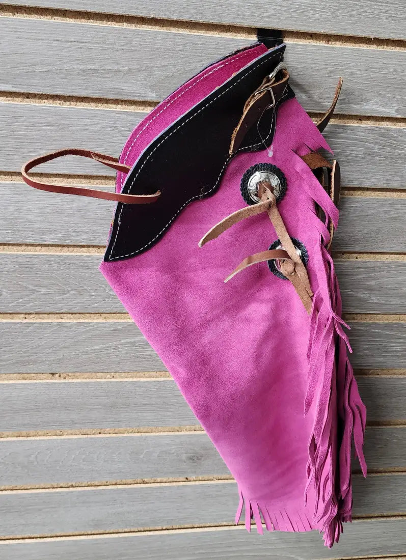 Richland Yellowstone Suede Kids Chaps/Chinks Small / Pink Suede/brown Leather Chaps/Chinks