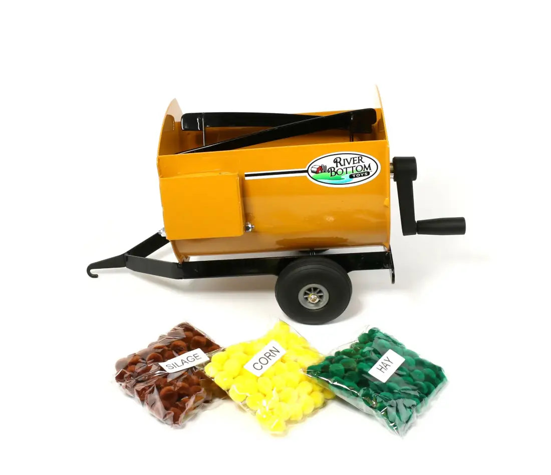River Bottom - Lil’ Mix Feed Trailer (With 3 Bags of Feed) Yellow River Bottom Toys