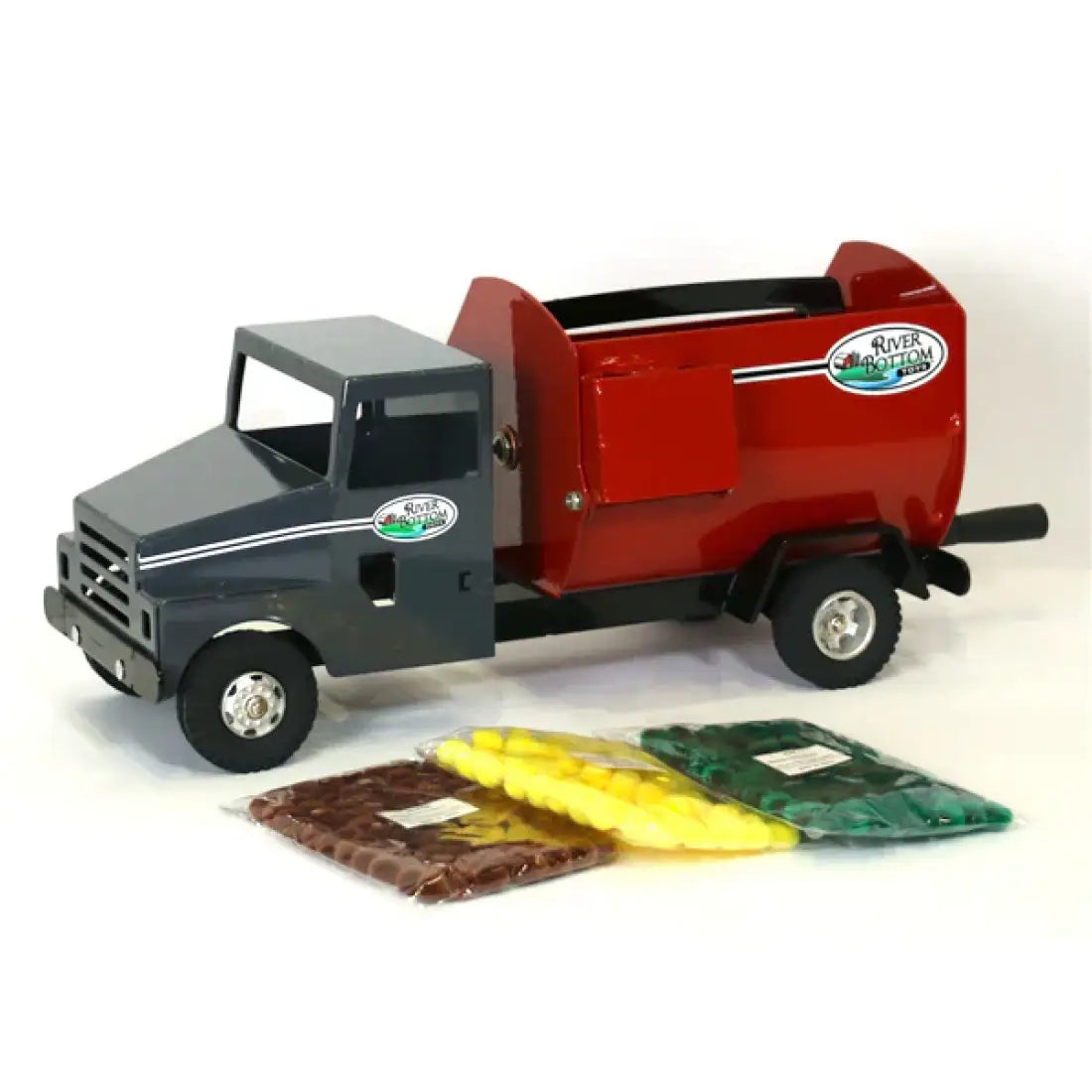 River Bottom - Lil’ Mix Feed Truck (With 3 Bags of Feed) Gray/ Red River Bottom Toys