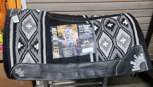 Best Ever Navajo Kush Base Saddle Pad - Sequoyah Black/Gray/White Navajo (1" thick, 34"x36")
