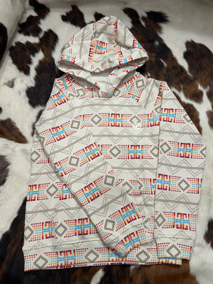 Rock & Roll Boy’s Aztec Fleece Hoodie XSmall / Cream/Tan/Maroon/Orange/Sky Blue Boy’s Pullover