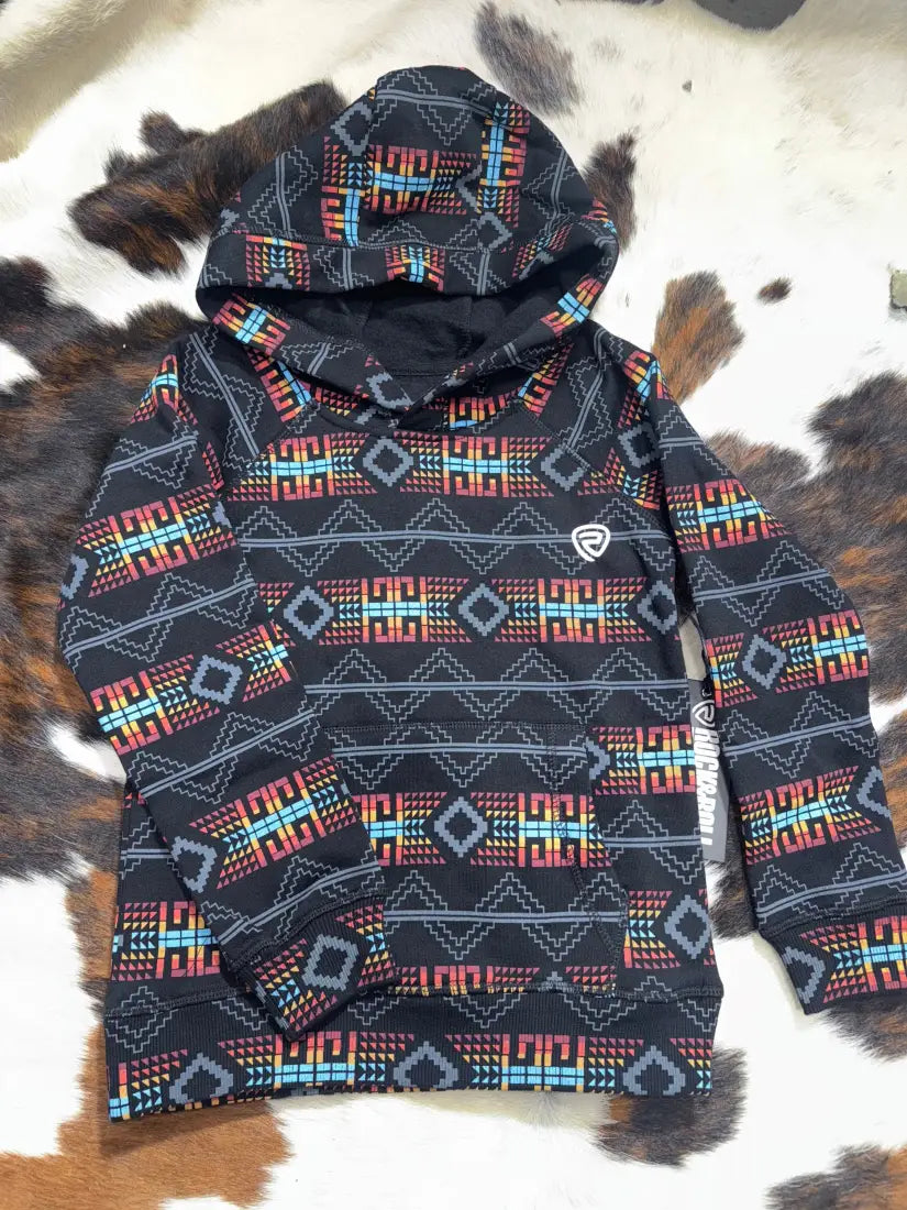 Rock & Roll Boy’s Aztec Fleece Hoodie XSmall / Navy/Gold/Burnt Orange/Maroon Boy’s Pullover