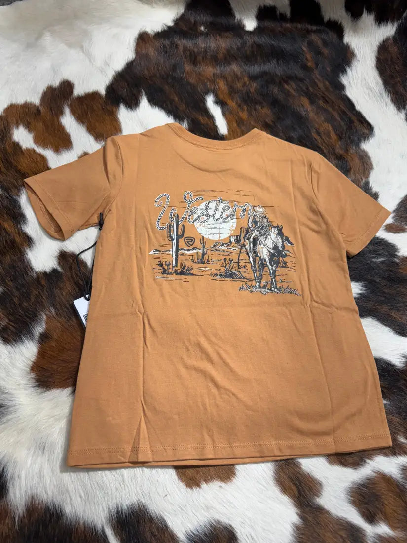 Rock & Roll Boy’s Camel Western Cowboy T-Shirt Small Boy’s T-Shirt