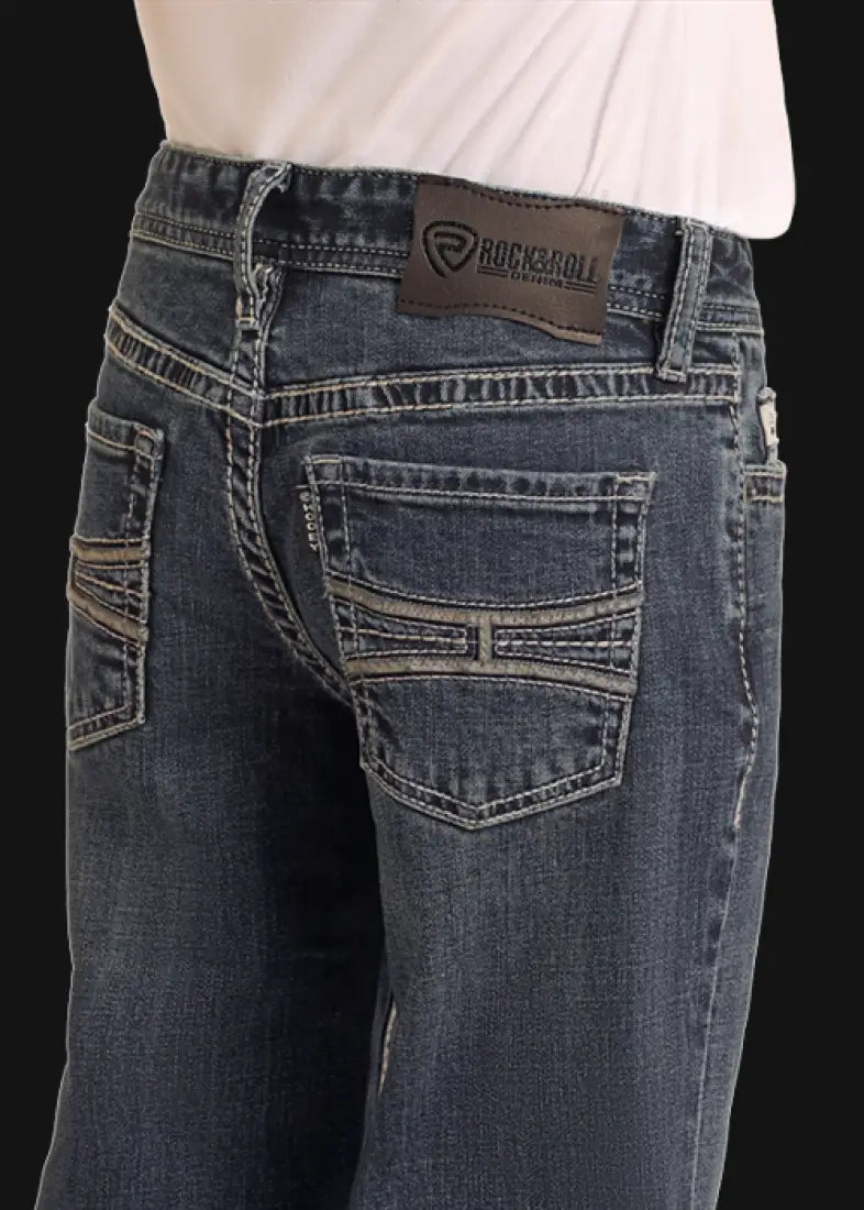 Rock & Roll Boy’s Hooey Gray Leather Pocket Slim Straight Jean 4R Boy’s Bottoms