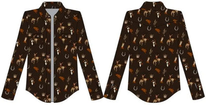 Rock & Roll Girl’s Brown Pint Snap Western Shirt Girl’s Western