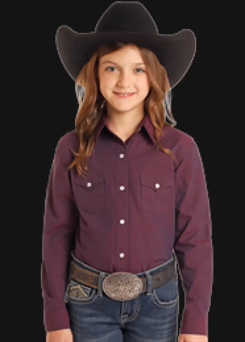 Rock & Roll Girl’s Iridescent Purple/Blue Western Shirt Girl’s Western