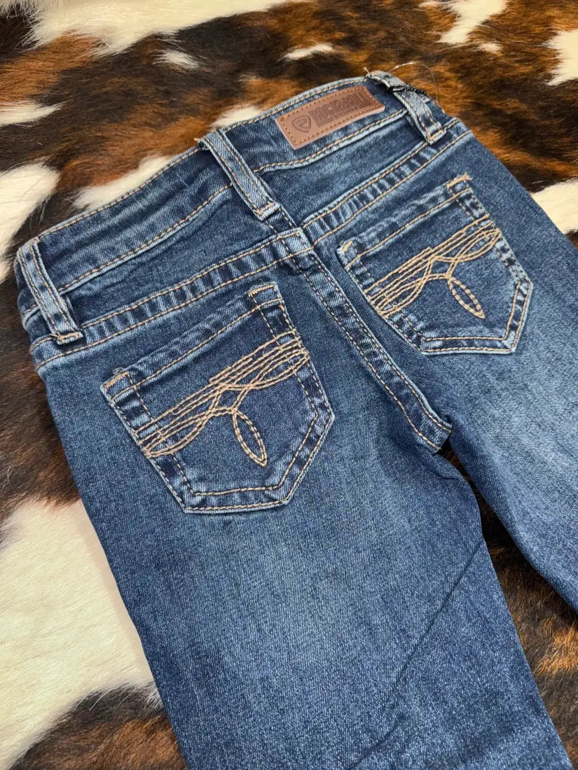 Rock & Roll Girl’s Medium Wash Boot Stitch Bootcut Jean 4 Girl’s Bottoms