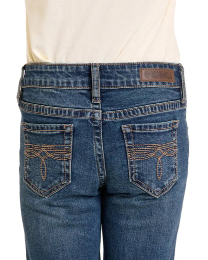 Rock & Roll Girl’s Medium Wash Boot Stitch Bootcut Jean Girl’s Bottoms