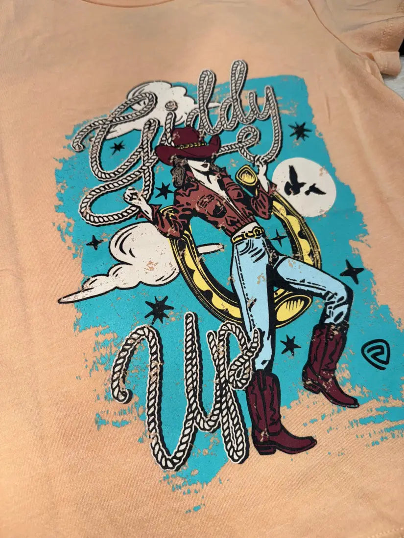 Rock & Roll Girl’s Peach Giddy Up T-Shirt Girl’s T-Shirt