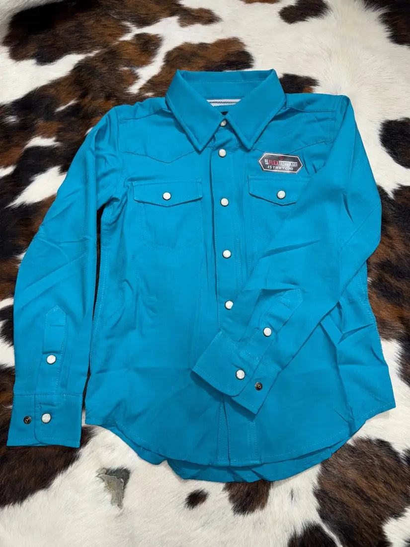 Rock & Roll Girl’s TEK Solid Western Shirt Peacock / XSmall Girl’s Western