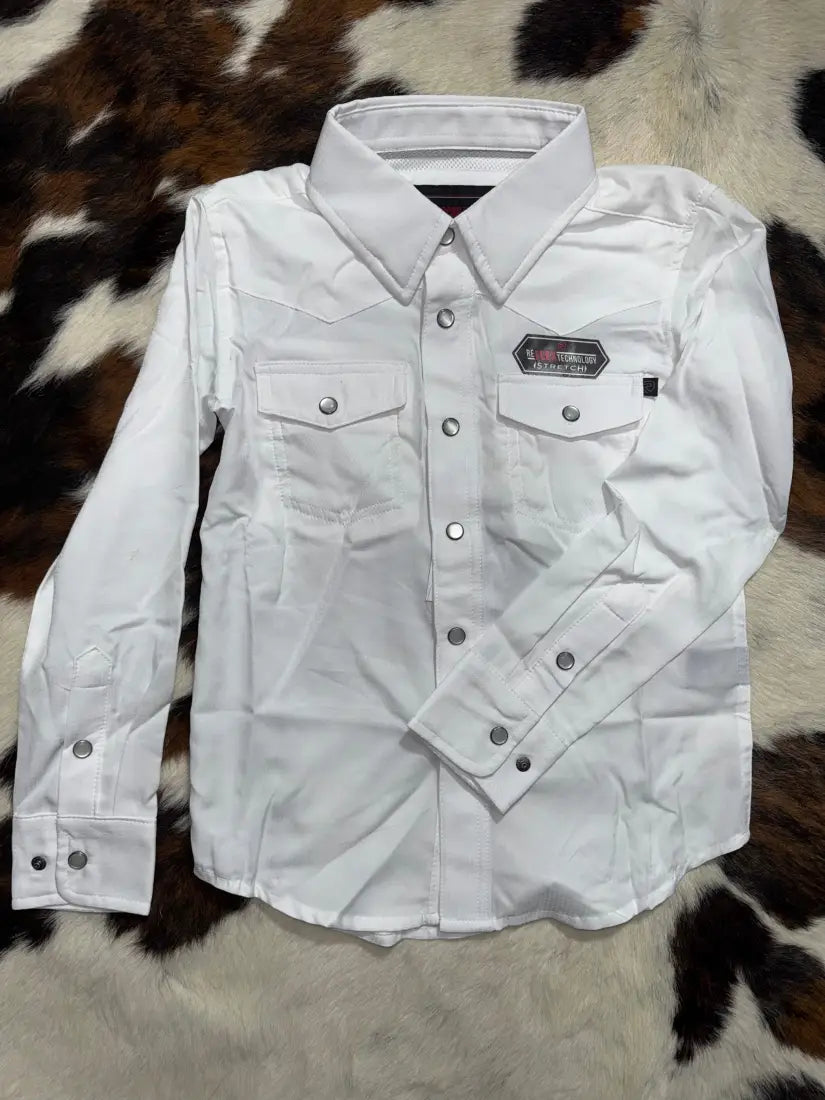 Rock & Roll Girl’s TEK Solid Western Shirt White / XSmall Girl’s Western